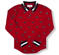 Reason Long Sleeve Polo L/s Snake Roses Rugby - Mens ''Red''